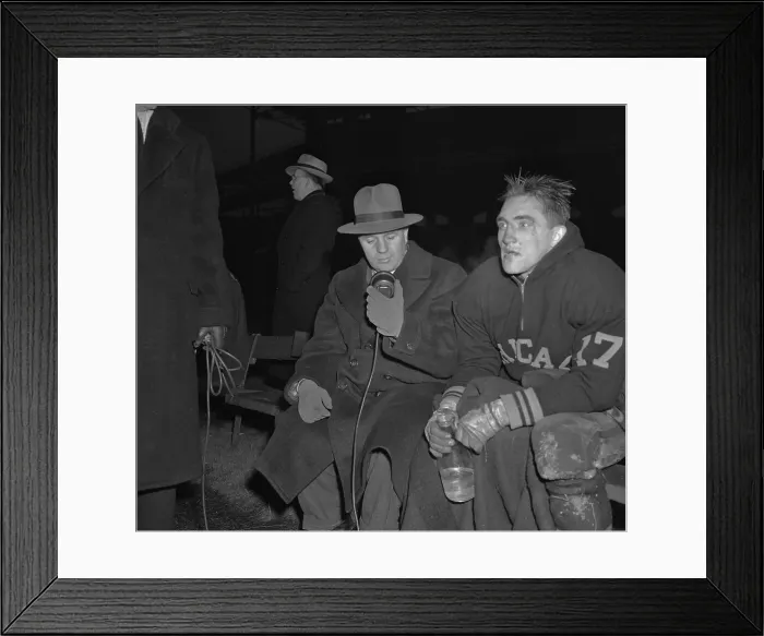 Framed Print : Report Being Given on Football Game Framed Print : Report Being Given on Football Game
