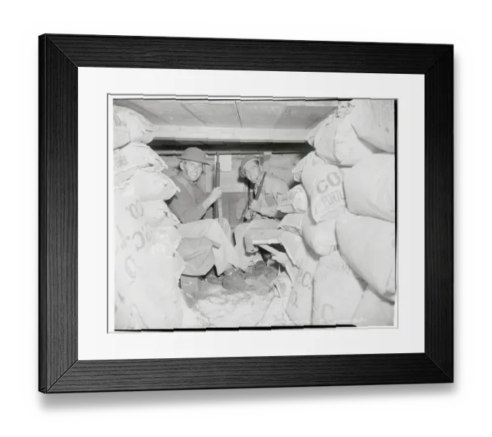 Framed Print : Soldiers in Dugout Framed Print : Soldiers in Dugout