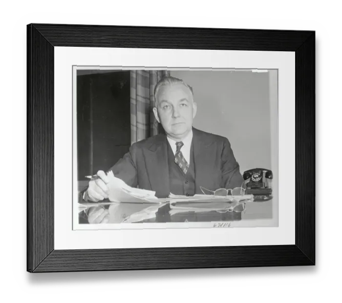 Framed Print : Portrait of Byron Price Sitting at His Desk Framed Print : Portrait of Byron Price Sitting at His Desk