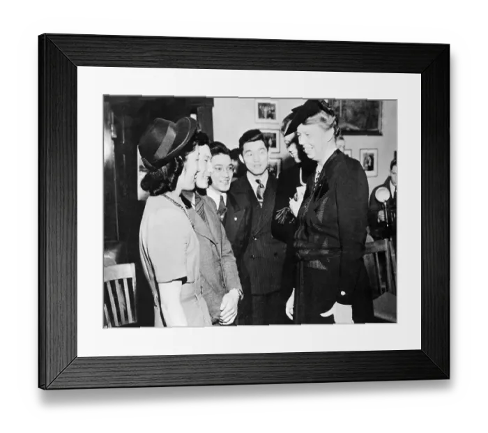 Framed Print : Eleanor Roosevelt Talking with Young American Japanese Framed Print : Eleanor Roosevelt Talking with Young American Japanese