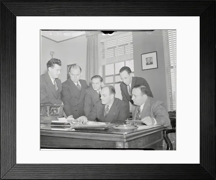 Framed Print : CIO Heads Listening to Roosevelt Speech Before Pledging Support in War Framed Print : CIO Heads Listening to Roosevelt Speech Before Pledging Support in War
