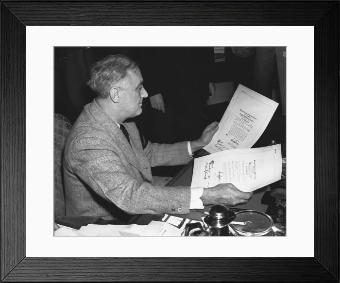 Framed Print : Franklin Delano Roosevelt Holding Resolutions Framed Print : Franklin Delano Roosevelt Holding Resolutions