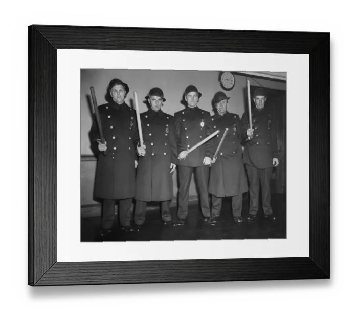 Framed Print : Boston Police in Air-Raid Helmets and Clubs Framed Print : Boston Police in Air-Raid Helmets and Clubs