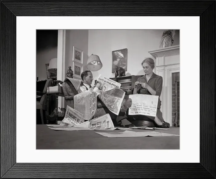 Framed Print : John Dingell Reading Newspapers Framed Print : John Dingell Reading Newspapers