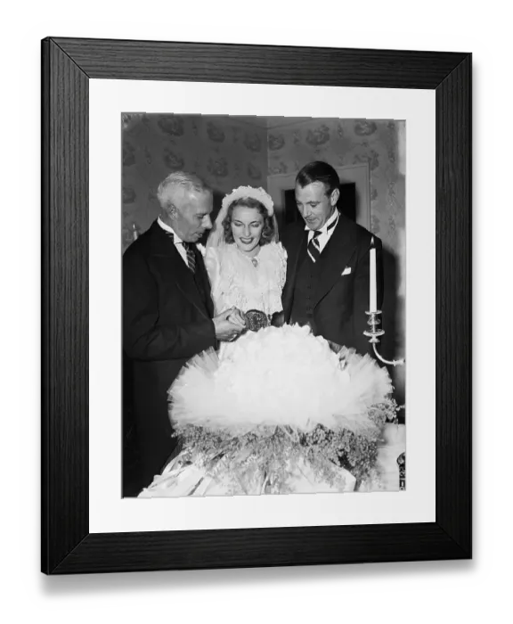 Framed Print : Bride & Groom Cut Cake; Gary Cooper