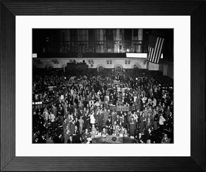 Framed Print : Stock Exchange Listening to Declaration of War Framed Print : Stock Exchange Listening to Declaration of War