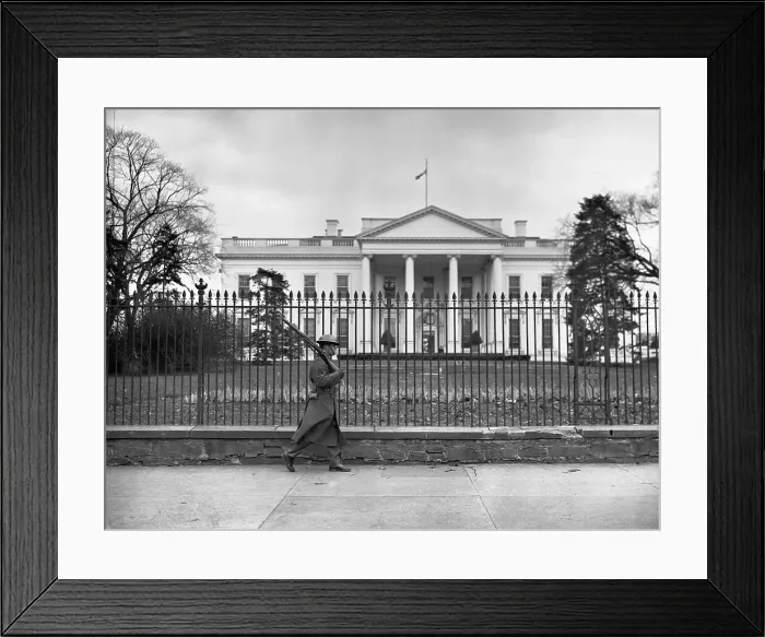 Framed Print : Soldier Patrolling Outside the White House Framed Print : Soldier Patrolling Outside the White House