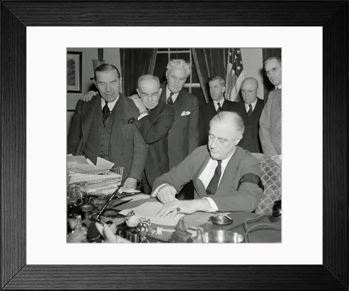 Framed Print : President Franklin D. Roosevelt Signing Resolution Framed Print : President Franklin D. Roosevelt Signing Resolution
