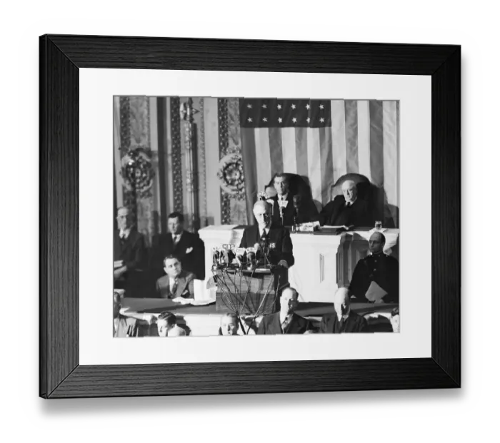Framed Print : Roosevelt Addresses Congress On Pearl Harbor Framed Print : Roosevelt Addresses Congress On Pearl Harbor