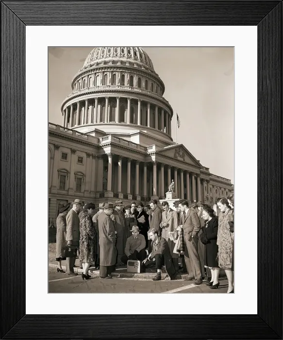 Framed Print : A Crowd Listens to President Roosevelt Declare War Framed Print : A Crowd Listens to President Roosevelt Declare War