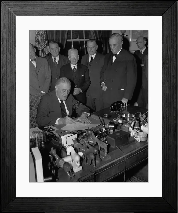 Framed Print : FDR Signs War Declaration
