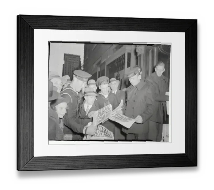 Framed Print : Sailors Reading About Attack on Pearl Harbor Framed Print : Sailors Reading About Attack on Pearl Harbor