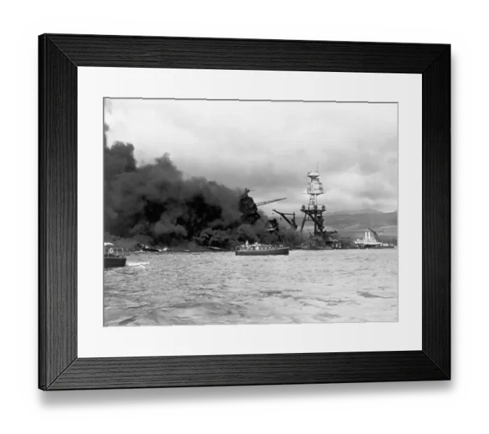 Framed Print : Uss Arizona Burning In Pearl Harbor Framed Print : Uss Arizona Burning In Pearl Harbor