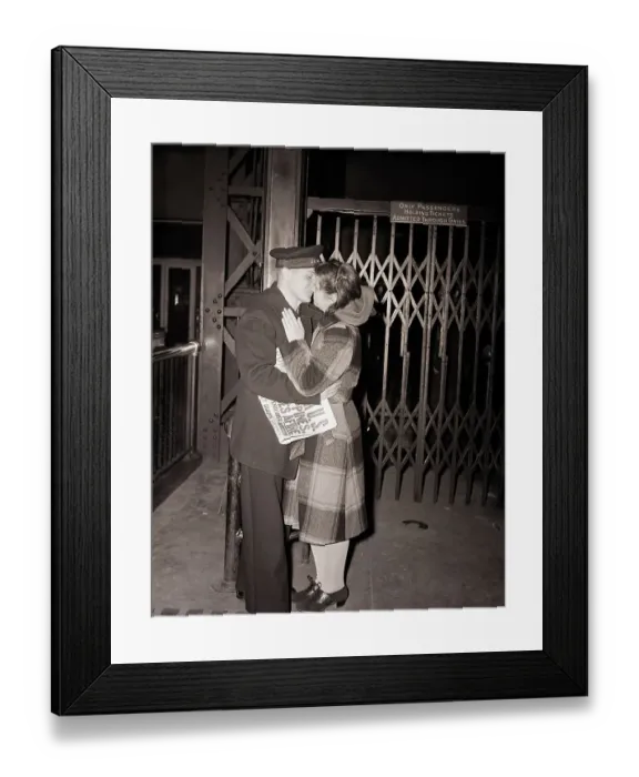 Framed Print : Sailor Kisses Girl Goodbye during WWII Framed Print : Sailor Kisses Girl Goodbye during WWII