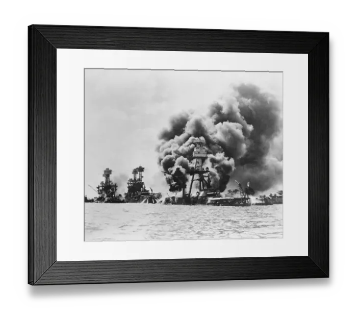 Framed Print : Ships Under Attack at Pearl Harbor
