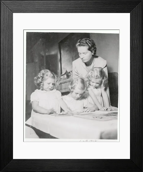 Framed Print : Princess Sibylla of Sweden with Her Daughters Framed Print : Princess Sibylla of Sweden with Her Daughters