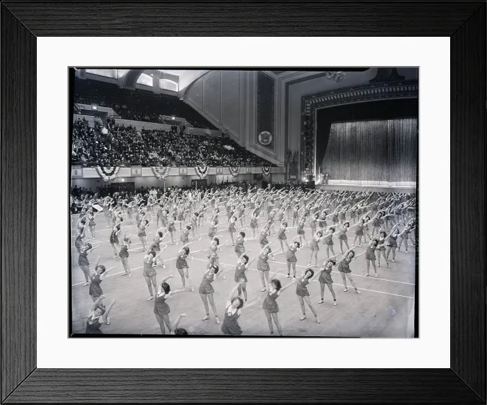 Framed Print : H.S. Girls Stage Mass Excercise Demonstr Framed Print : H.S. Girls Stage Mass Excercise Demonstr