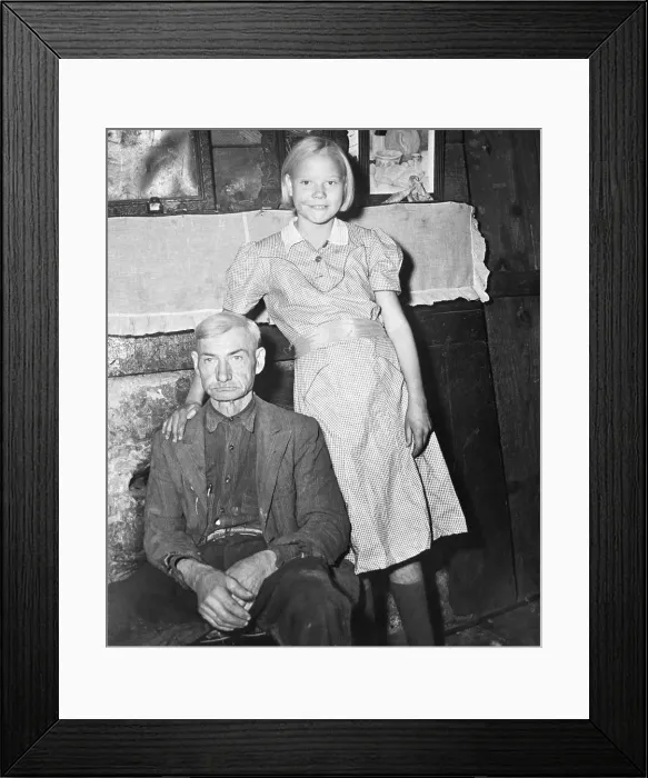 Framed Print : Elderly Man Posing with His Child Bride Framed Print : Elderly Man Posing with His Child Bride
