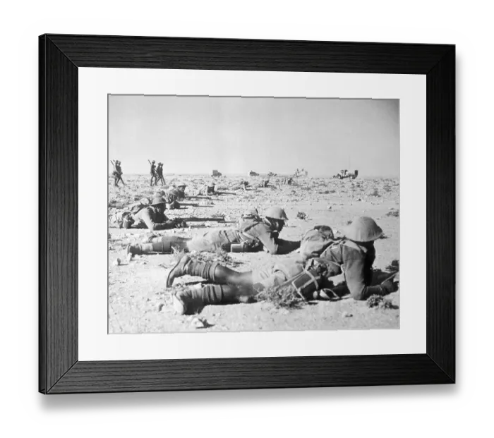 Framed Print : Soldiers Lying in Position with Weapons Framed Print : Soldiers Lying in Position with Weapons