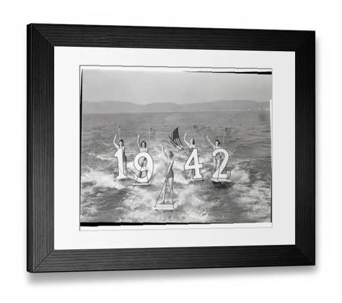 Framed Print : Young Women with Prop Numerals on Desert Scene Framed Print : Young Women with Prop Numerals on Desert Scene