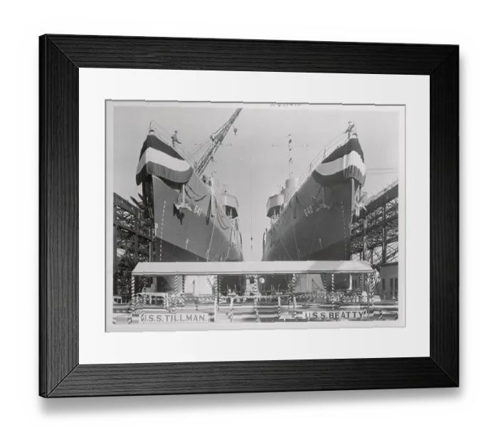 Framed Print : Two Military Ships in Port