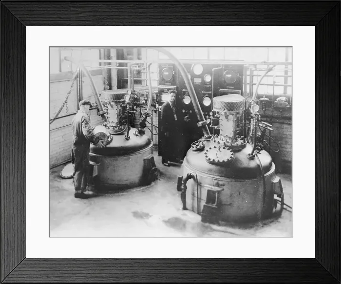 Framed Print : Workers Using Polymerization Tanks Framed Print : Workers Using Polymerization Tanks