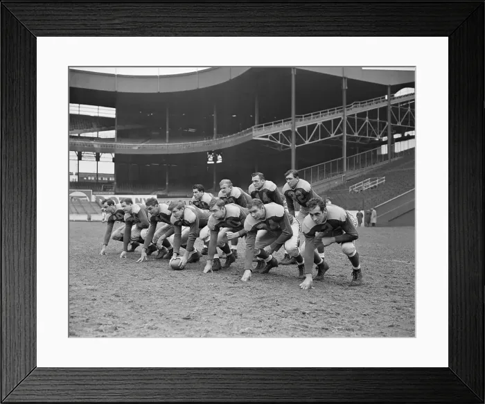 Framed Print : Cleveland Rams Teammates Posing on Field Framed Print : Cleveland Rams Teammates Posing on Field