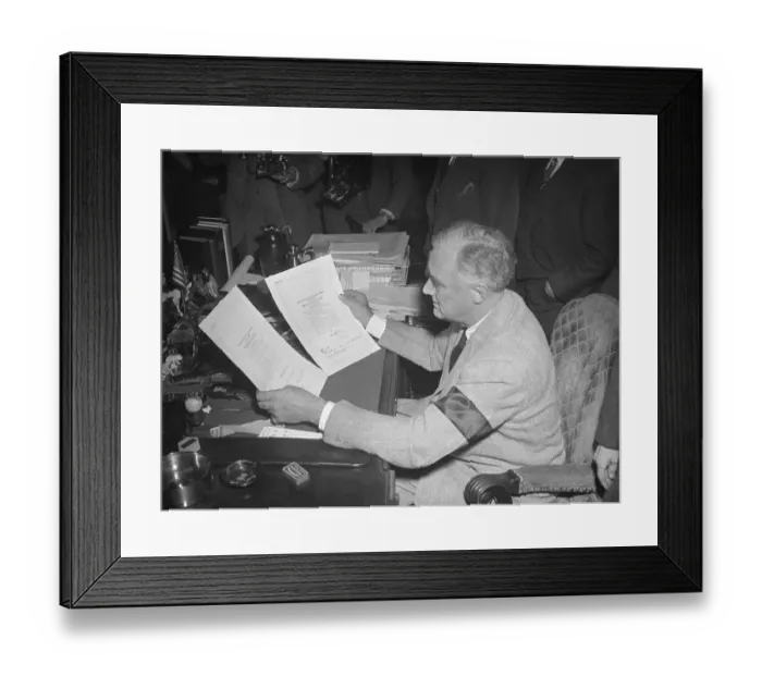 Framed Print : President Franklin D. Roosevelt Working at His Desk Framed Print : President Franklin D. Roosevelt Working at His Desk