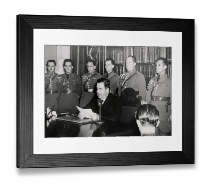 Framed Print : President Manuel Avila Camacho Giving His Speech on War Against Japan