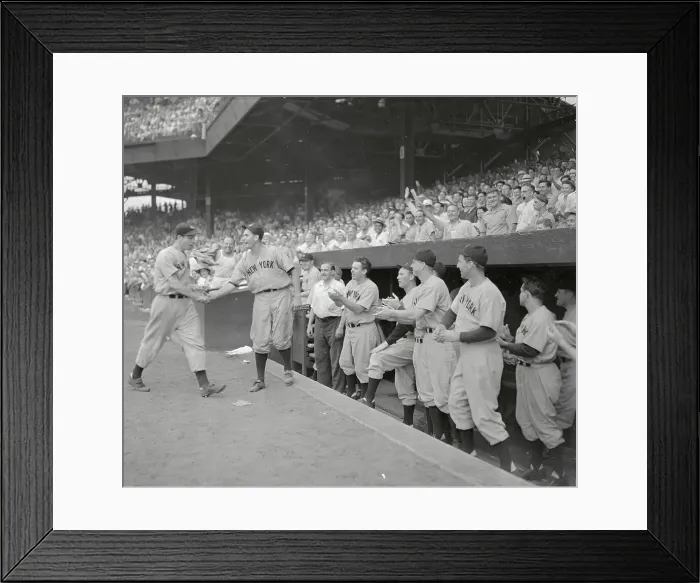 Framed Print : Joe DiMaggio Being Congratulated Framed Print : Joe DiMaggio Being Congratulated