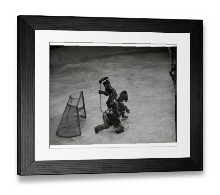 Framed Print : Hockey Action Near the Goal Framed Print : Hockey Action Near the Goal
