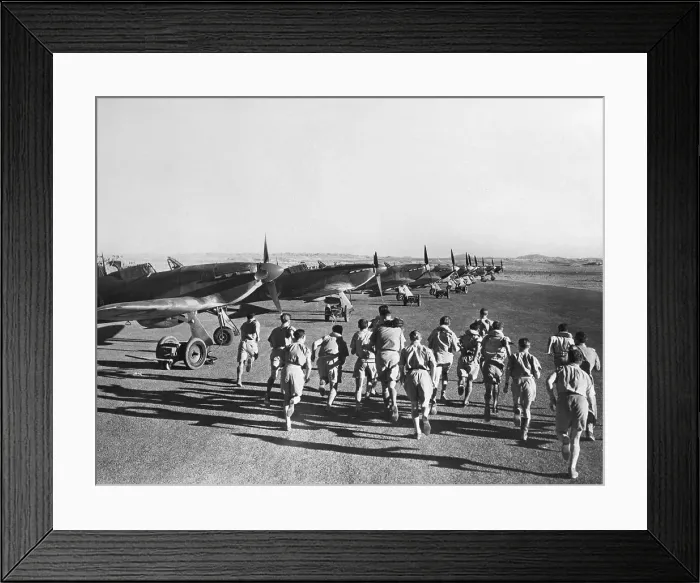 Framed Print : Pilots Running to Their Hawker Hurricane Fighters Framed Print : Pilots Running to Their Hawker Hurricane Fighters