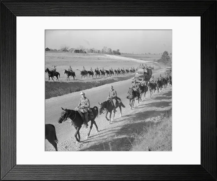 Framed Print : Horse Cavalry Traveling with Truck Transports Framed Print : Horse Cavalry Traveling with Truck Transports