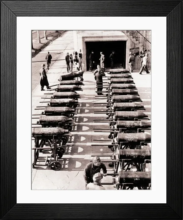 Framed Print : Soldiers Write Messages on Test Shells