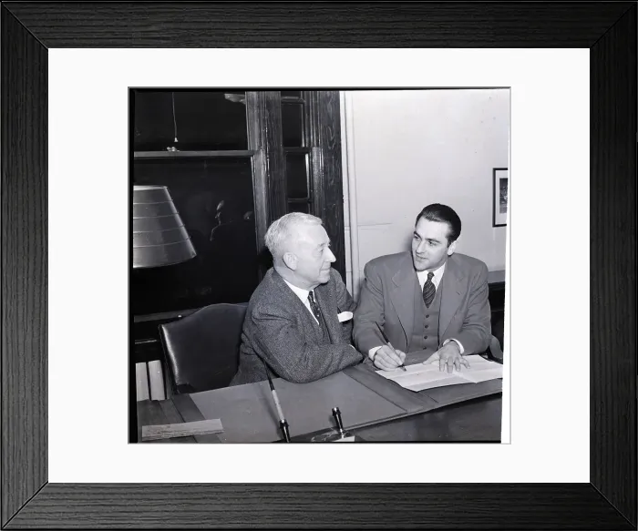 Framed Print : Lou Boudreau Signing Contract Framed Print : Lou Boudreau Signing Contract