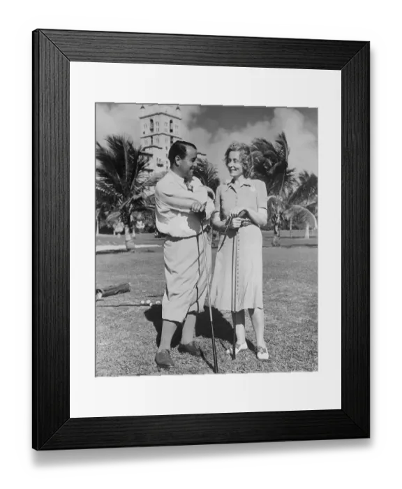 Framed Print : Mr. and Mrs. Gene Sarazen Standing on Golf Course Framed Print : Mr. and Mrs. Gene Sarazen Standing on Golf Course