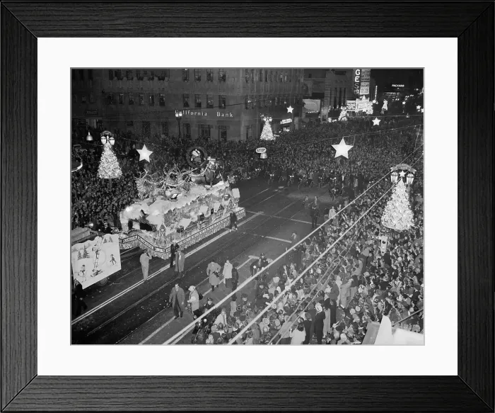 Framed Print : Christmas Parade Along Street Framed Print : Christmas Parade Along Street