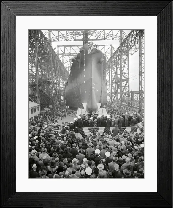 Framed Print : View of Battleship Launching Framed Print : View of Battleship Launching