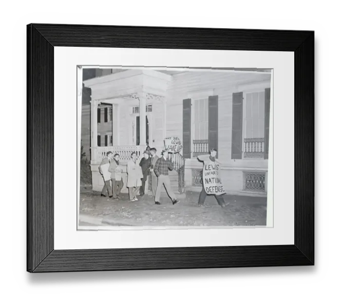 Framed Print : Students Marching with Signs in Front House Framed Print : Students Marching with Signs in Front House