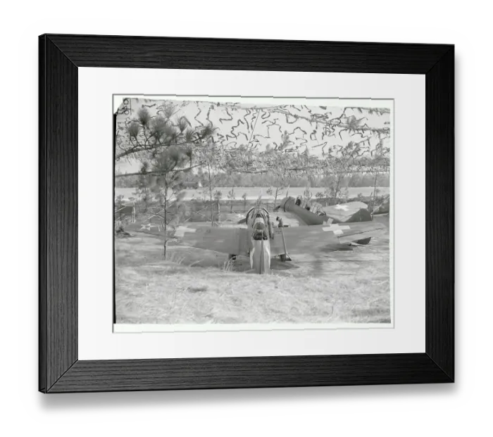 Framed Print : View of Plane at Camouflaged Airport Framed Print : View of Plane at Camouflaged Airport