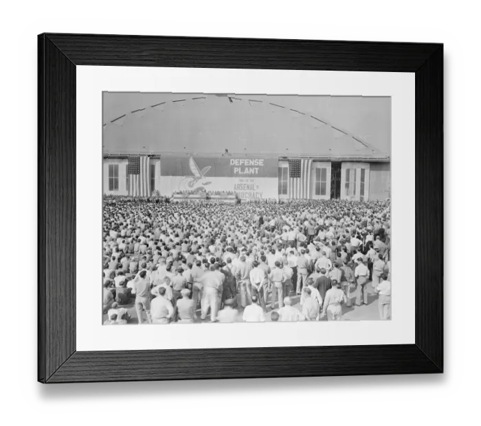 Framed Print : Large Crowd of Aircraft Employees Assembled Together Framed Print : Large Crowd of Aircraft Employees Assembled Together