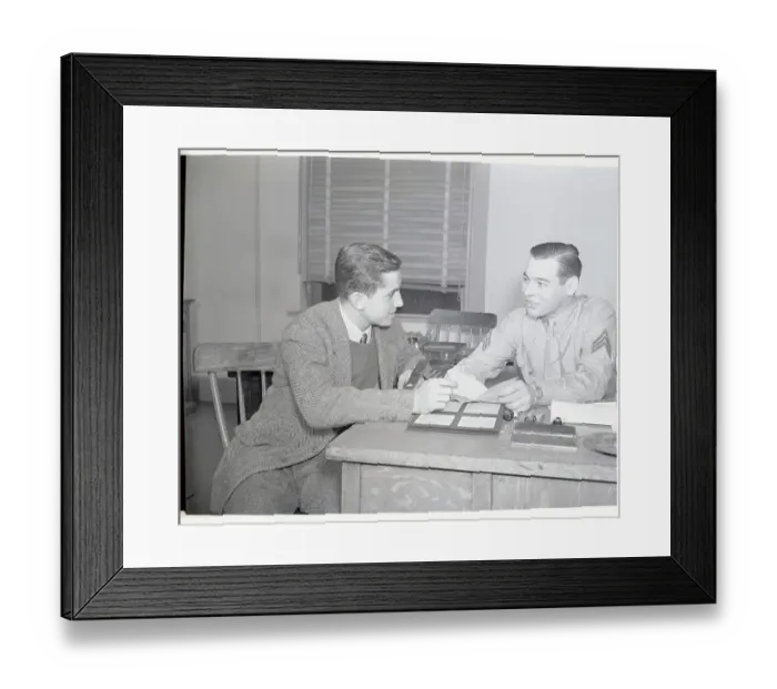 Framed Print : Sergeant Interviewing Potential Marine Recruit Framed Print : Sergeant Interviewing Potential Marine Recruit