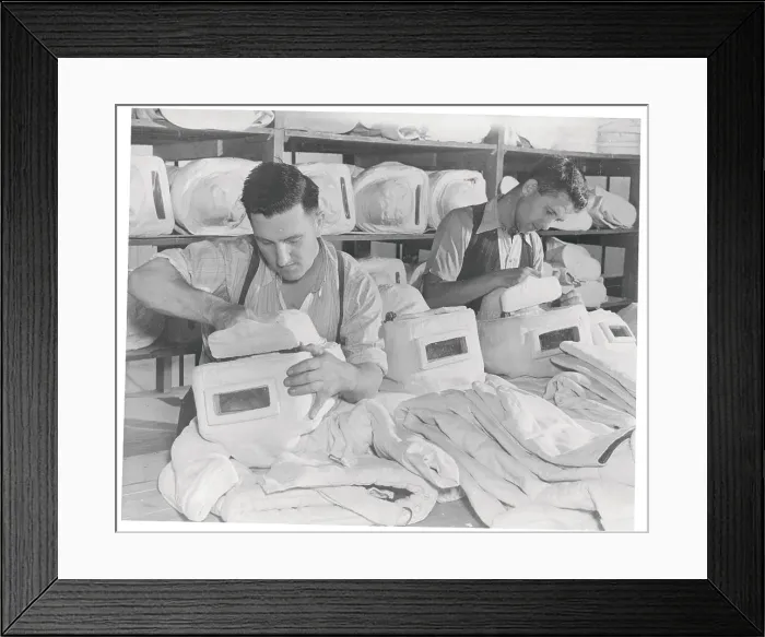 Framed Print : Workers Using Asbestos Cloth Framed Print : Workers Using Asbestos Cloth