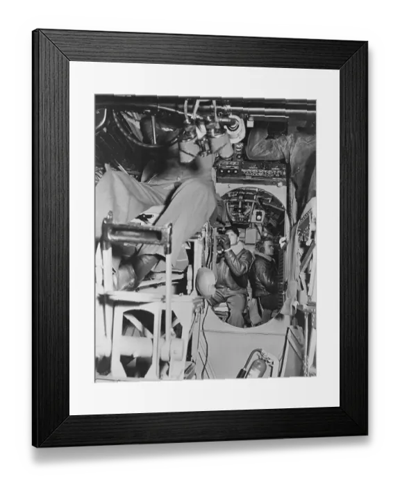 Framed Print : Navy Air Fleet Navigation and Radio Operators at Controls