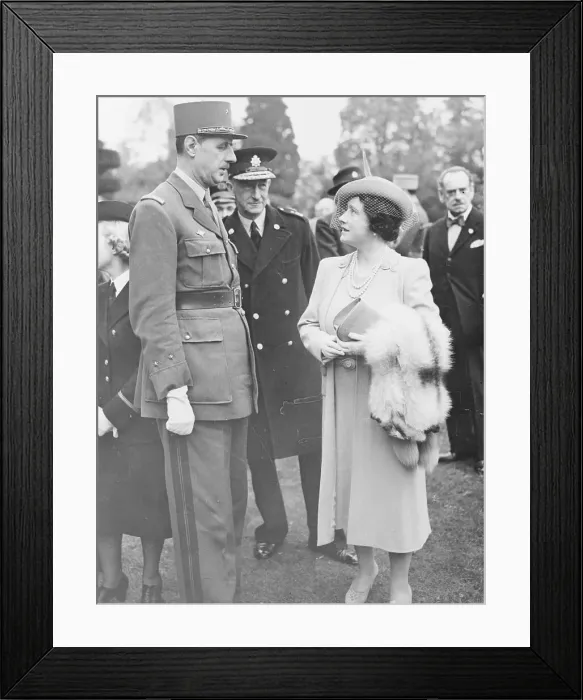 Framed Print : Queen Elizabeth with General Charles De Gaulle While Visiting Framed Print : Queen Elizabeth with General Charles De Gaulle While Visiting