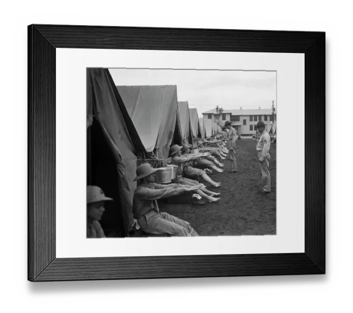 Framed Print : Recruits Holding Their Limbs Outwardly for Inspection Framed Print : Recruits Holding Their Limbs Outwardly for Inspection