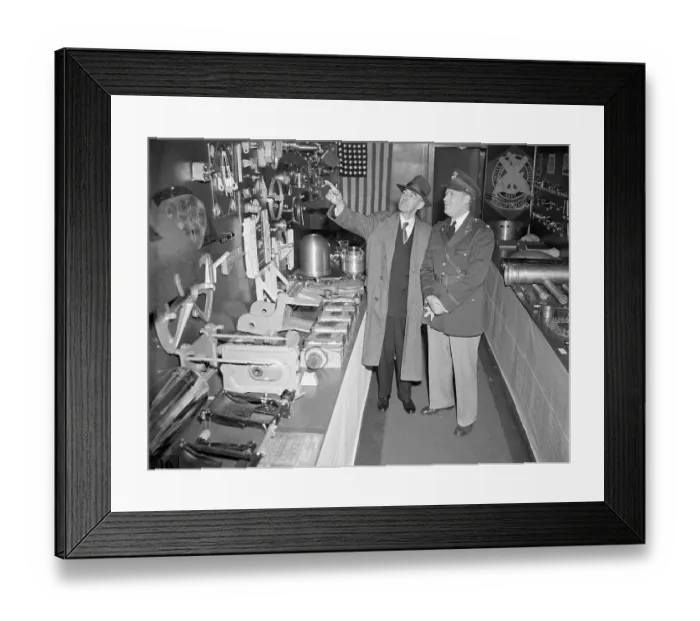 Framed Print : Expert on Exhibit Explaining it to Navy Official Framed Print : Expert on Exhibit Explaining it to Navy Official
