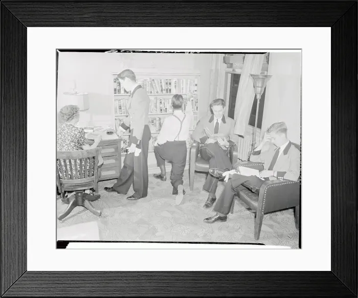 Framed Print : Radio City Music Hall Ushers Relaxing in Library Framed Print : Radio City Music Hall Ushers Relaxing in Library