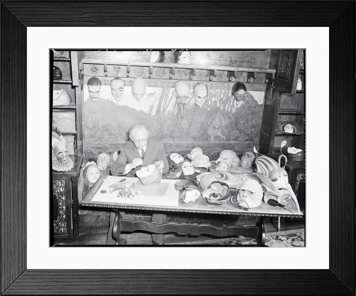 Framed Print : W.T. Benda at Work Painting Mask Framed Print : W.T. Benda at Work Painting Mask
