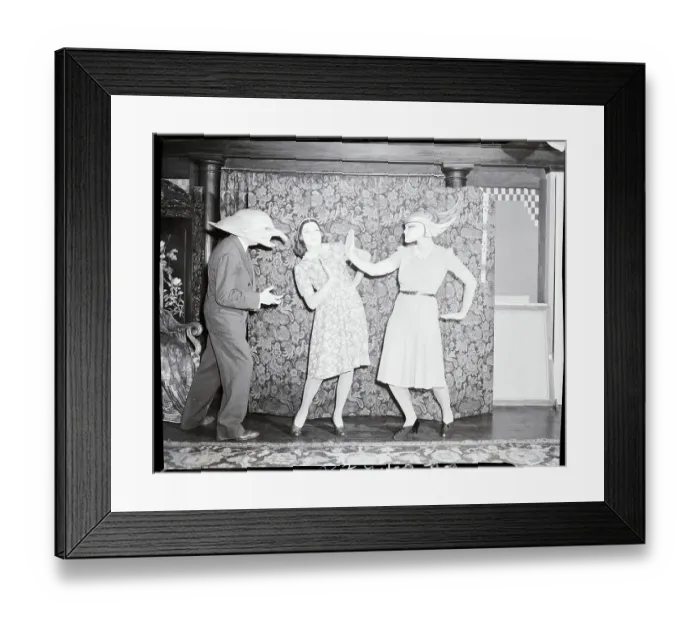 Framed Print : Man and Two Women Wearing W.T. Benda Masks Framed Print : Man and Two Women Wearing W.T. Benda Masks